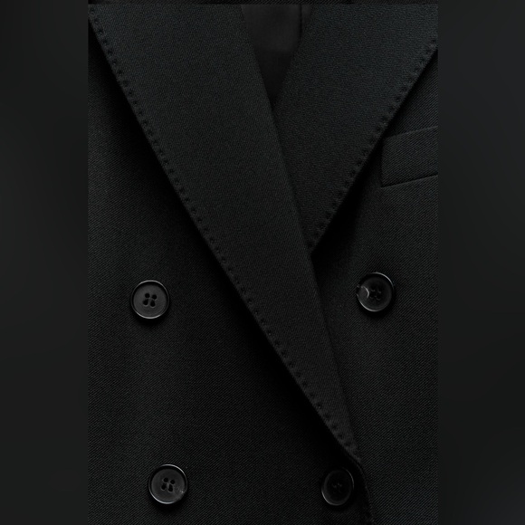 BNWT ZARA WOMEN TAILORED DOUBLE BREASTED COAT ZW COLLECTION LONG COAT BLACK XS - Picture 10 of 13